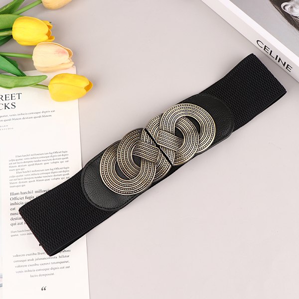 Vintage elegant bred elastisk linning metallspenne for kvinner D