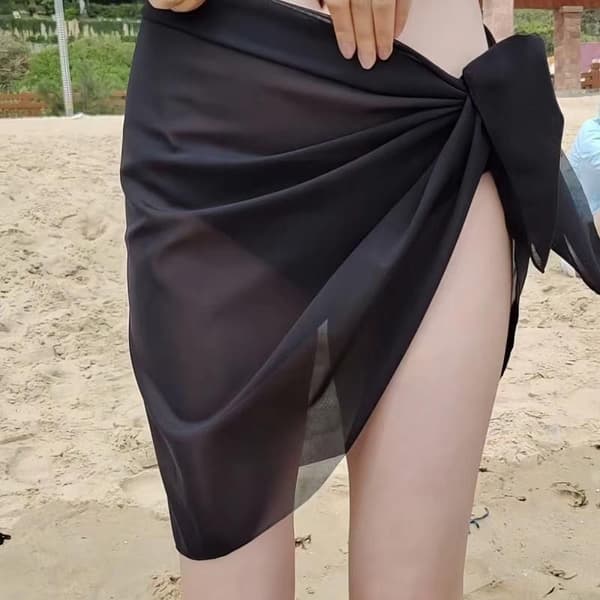 Kvinder Sommer Korte Saronger Strand Bikini Coverups Gennemsigtig Chiffon White