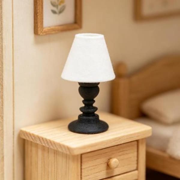 Mini klassisk bordlampe modell dukkehus dekor bygning sand T B
