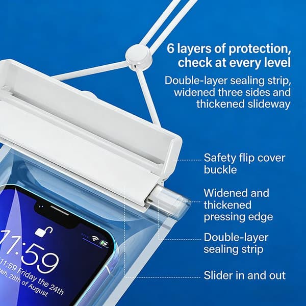 Universal Transparent Vattentät Telefonpåse Simning Crossbody White
