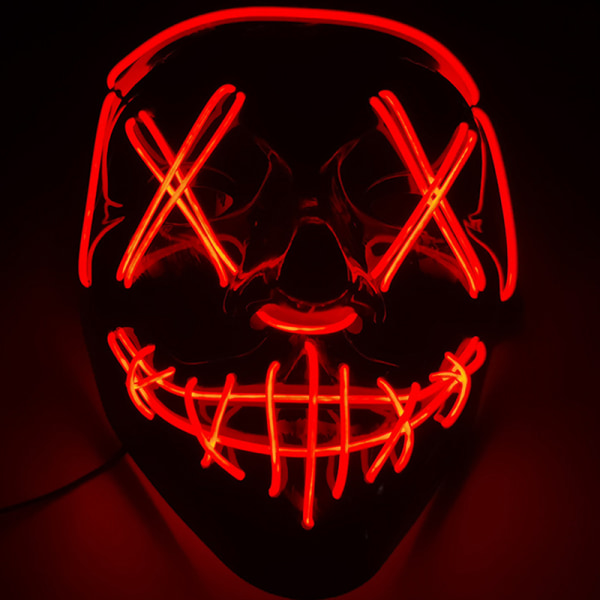 Halloween LED Mask Party Light Up Mix Color Masque Glow Red