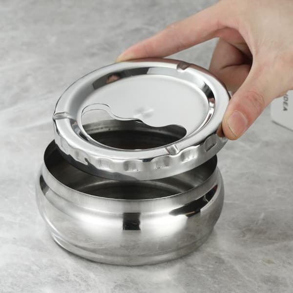 Vindtätt askfat i rostfritt stål med rostfri design 3 Silver 14cm