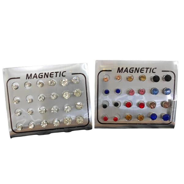 Magnetiske Ørestikker 4/5/6MM Runde Krystal Uden Piercing 6MM Silver