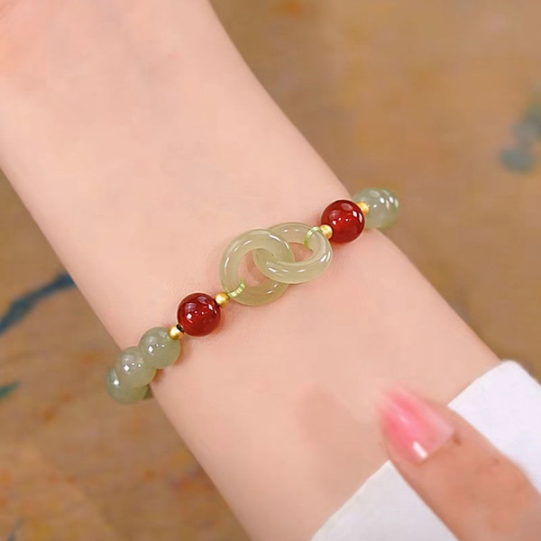 Sommer Valentinsdag gave Love Heart Jade Beads Charm Armbånd A