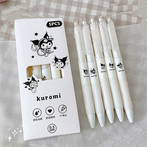 5 st Kawaii Pen Black Ink Gel Pens Estetisk brevpapper Pen Set A5