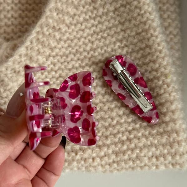 Rosa leopardmönstrad hårklämma i ättiksyra, mångsidig håraccessoar 02