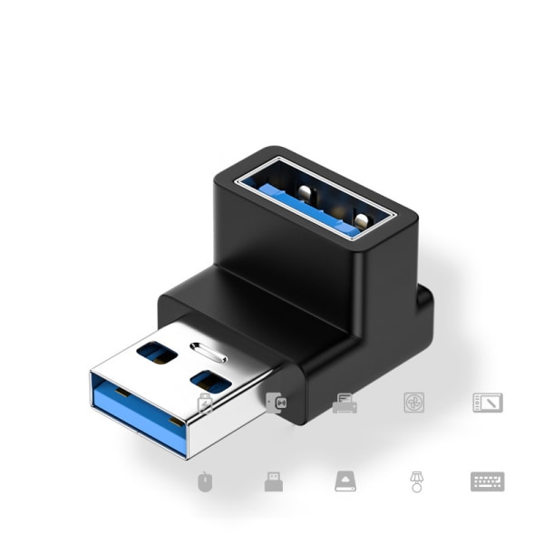 USB 3.0 hane till hona 90 graders rätvinklig förlängningsadapter A2