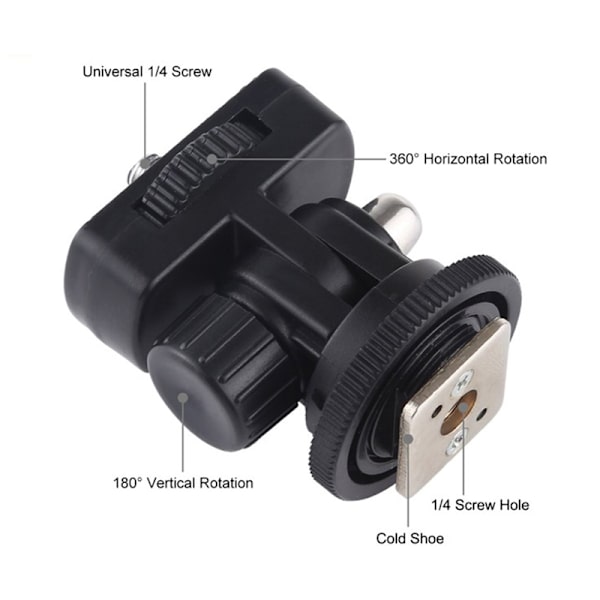 1/4 tommer skruetråd Cold Shoe Tripod Mount Adapter Kamera Mou
