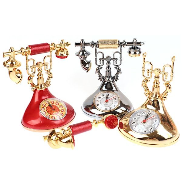 Retro telefonmodell Vekkerklokke Creative Timekeeper Desktop T Red