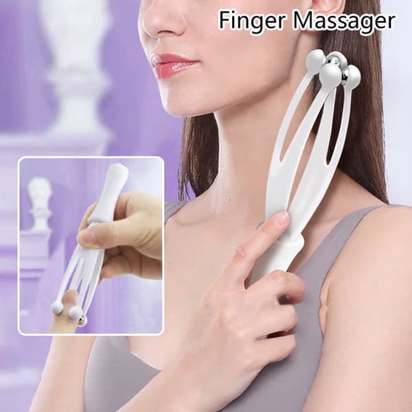 Handhållen Roller Finger Massage Akupunkt Cirkulation Stress Fin White