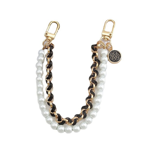 Vintage Pearl Bag stropp for håndveske Double Layer Chain Pearl Ph White