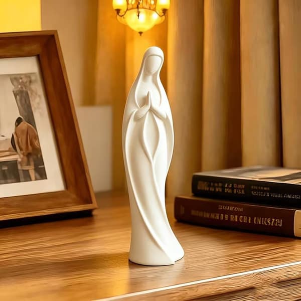3D-printet bedende Mariastatue Minimalistisk Velsignet Moderpynt S