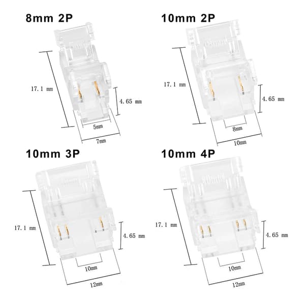 5/10 stk. COB LED ledningsforbinder 8 10 mm forbindelse loddefri mini 5pcs 10mm 3P
