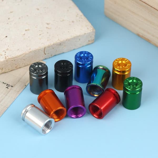 4 stk kulehylse dekkventilhetter aluminiumslegering billuft S Gold
