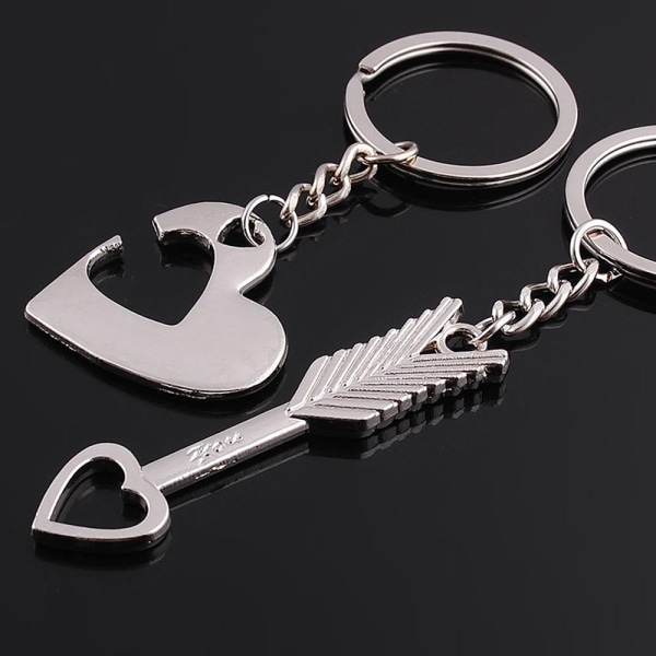 1 par mote hjerte pil nøkkelring nøkkelring romantisk par nøkkel