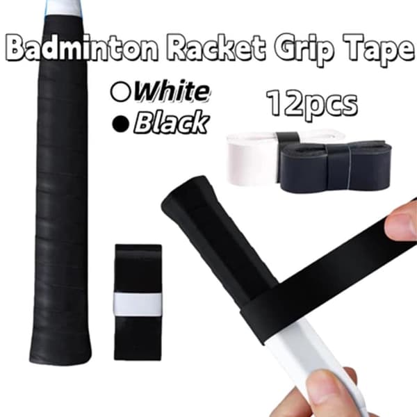 12 stk. ketchergrebstape til badminton/svedabsorberende tennis White