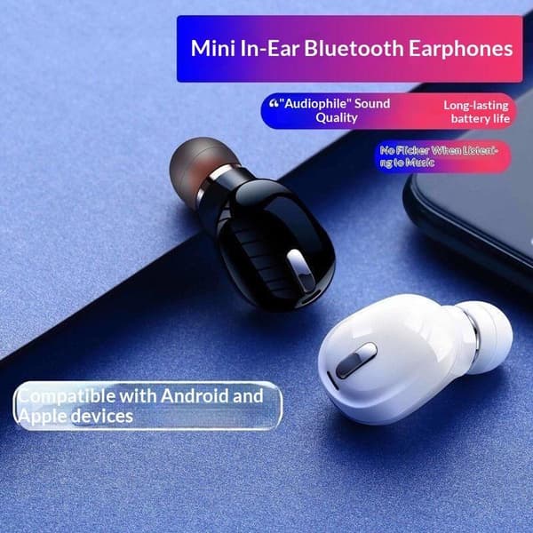 Nye trådløse øretelefoner Bluetooth 5.0 hodetelefoner med mikrofon i øret White