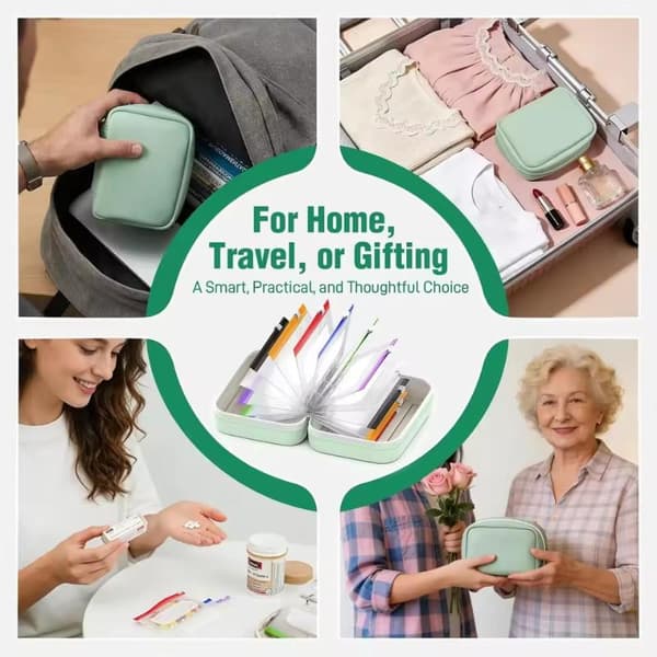 14-pose pilleorganisator med ringbind med farvekodede individuelle poser White