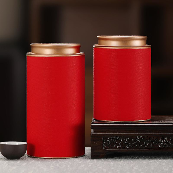 Bärbar te-presentförpackning papperslåda liten tom te förseglad burk Red S