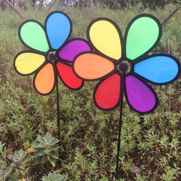 2st färgglad regnbåge dazy flower spinner vindkvarn