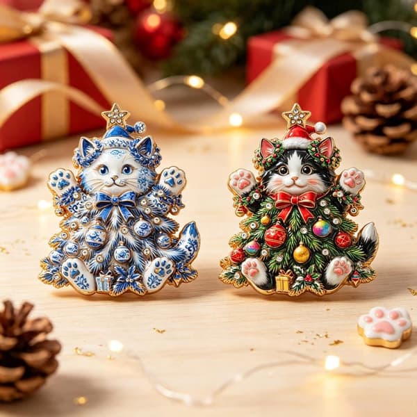 1 stk juletrekattebrosjer for kvinner Rhinestone Happy Kit A1