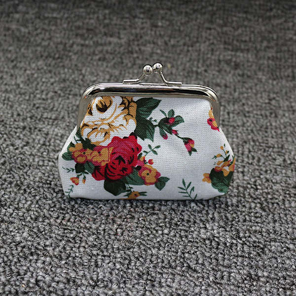 Fashion Rose Flower Canvas Myntväska e Flower Print Mini Bag C Black