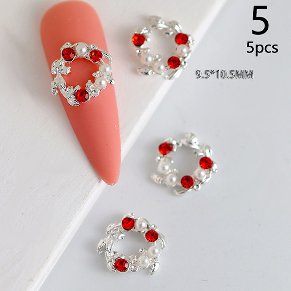 5 st 3D Rhinestone Kristall Nagelkonst Garland Pärla Hängande Charms 10