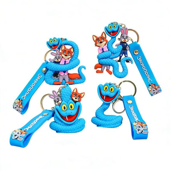 1/4 st tecknad Zootopia Gary nyckelring Kawaii blå orm PVC C A2