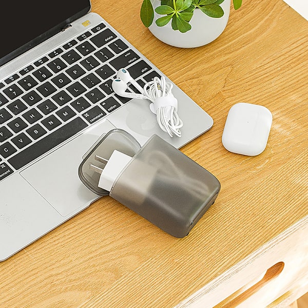 Støvtett Datakabel Oppbevaringsboks Laderboks Transparent kabel Gray