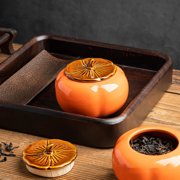 Style Creative Ceramic Persimmon Tea CAN e Mini Airtight Stora