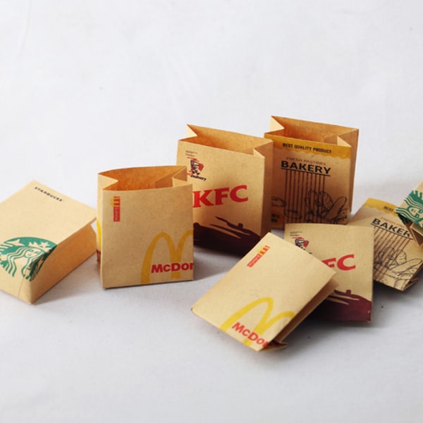 5 stk Dukkehus Simulering Miniature Hamburger kaffe Fries Pakke C