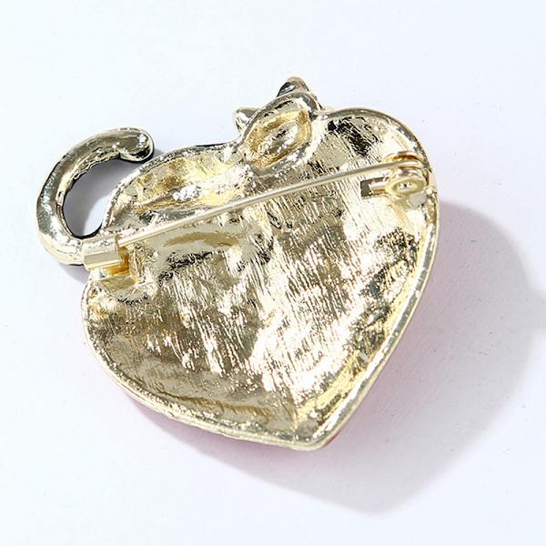 Mode Love Heart Lazy Cat Emalj Brosch Pin For Women Lapel J
