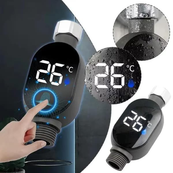Kranvannstermometer Dusjtemperaturmonitor LED-skjerm