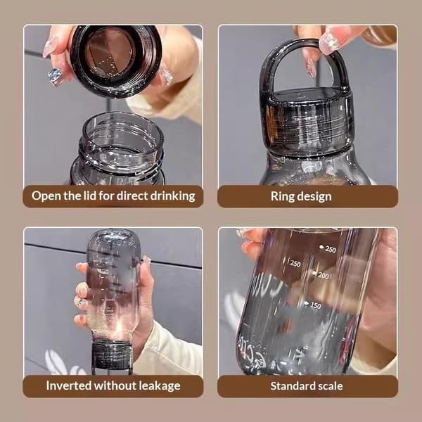 Transparent läckagesäker vattenflaska plastdryckesflaska med H White L
