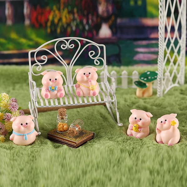 Mini e Pig Figurine Dyremodel Mos Mikro Landskab Hjem Deko A3