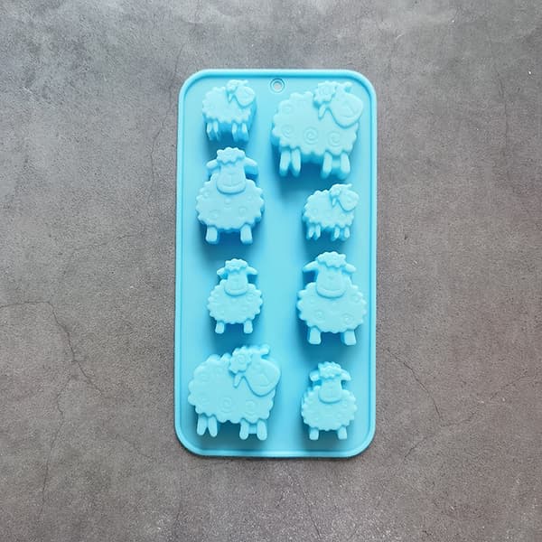 8 Hål Får Djurformad form DIY Godis Kex Jel Blue