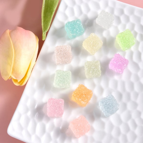 10 kpl Mini Luminous Colorful Square Sugar Game Flatback Resin A13