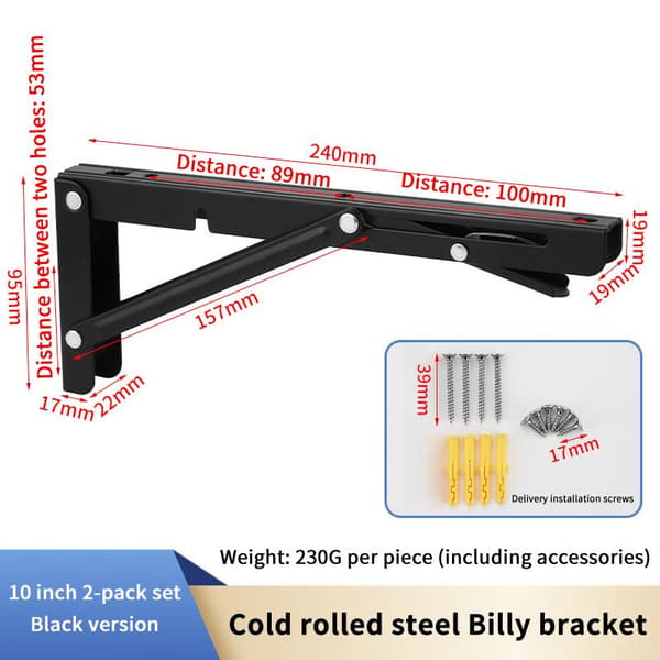 2 st fällbara vinkelkonsoler justerbar hyllkonsol mangan 10 inch black