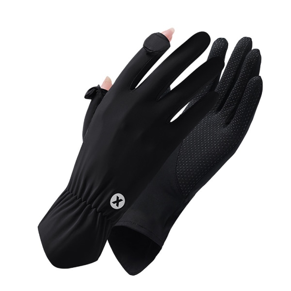 Two Fingers Gloves Solbeskyttelseshandsker Touch Gloves Summer Black