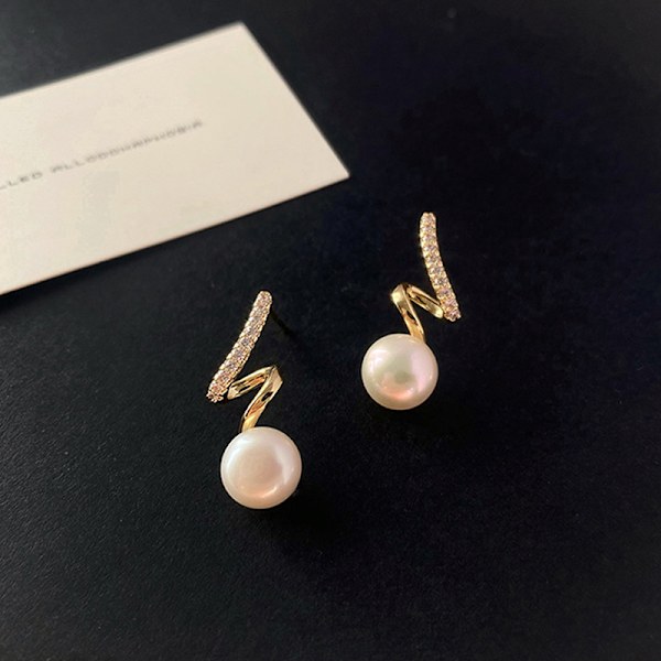 1 par skinnende mote perle øredobber kvinner Rhinestone Pearl Ea