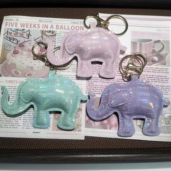 Elefant Nøkkelring Holografisk Krokodillemønster PU-skinn For A7