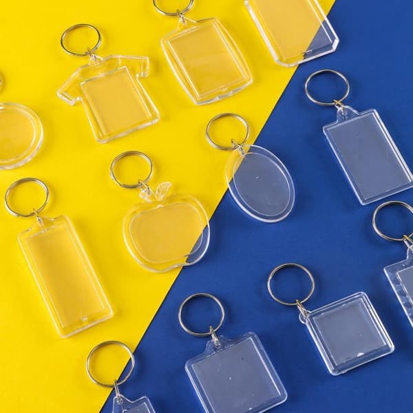 Gennemsigtig rektangulær blank akryl indsats fotoramme nøglering A6