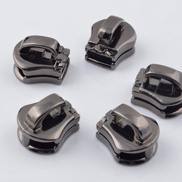 10 stk 5# metal lynlås hoved træk skyder lynlås bagage beklædningsgenstand DIY Silver