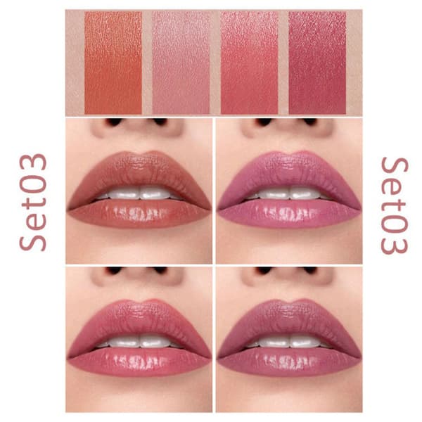 4 stk/sæt Makeup Læbestift og Kosmetik Sexet Læbestift Sæt Læbefarve E