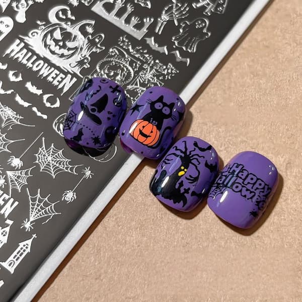 1 stk Halloween neglekunst skabelonplader med græskar