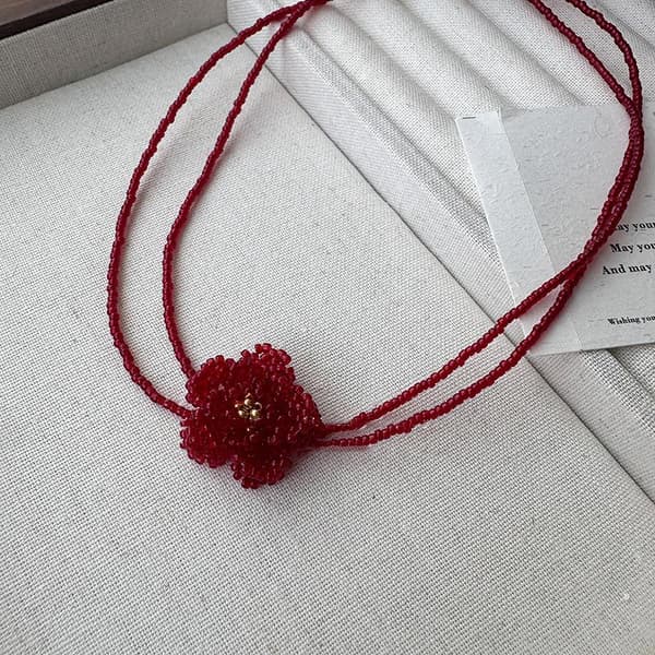 1 stk. e Røde Kamelia Perler Strand Blomster Vedhæng Halskæder Til Kvinder