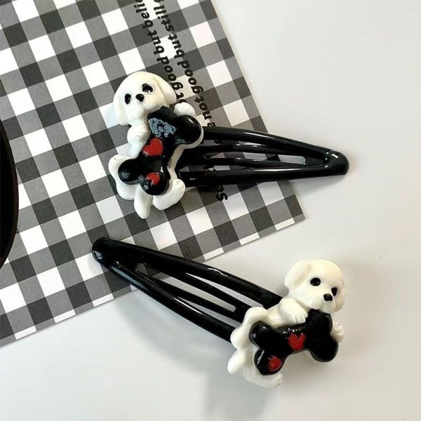Musta Puppy Bone Love -hiusklipsi ja Creative Side Clip Design Hai hairpin