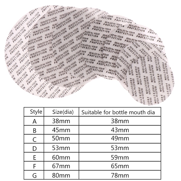 100 stk selvklebende skumforseglingsplugger for kosmetiske flasker 67mm