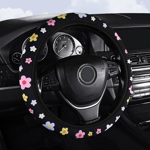 Bil Universal Rattkåpa Blomtryck Auto Ratt W C
