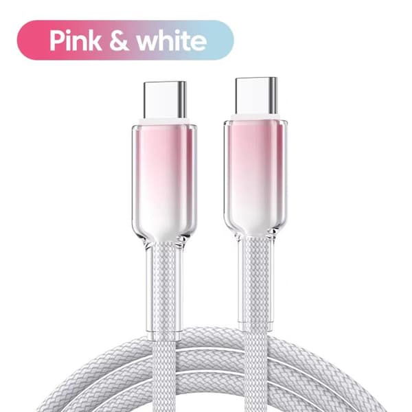 6A Flettet USB C Ladekabel Superrask Lading Krystallklar A2
